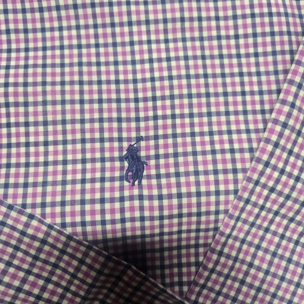 Polo Ralph Lauren Mens XL Purple Gingham Check Button Down Long Sleeve Cotton - Picture 3 of 6